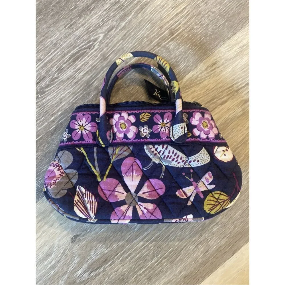VERA BRADLEY MINI PURSE W/ HANDLES PURPLE FLORAL NIGHTINGALE